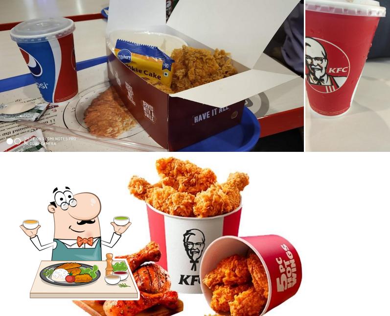 Check out the photo depicting food and beer at KFC