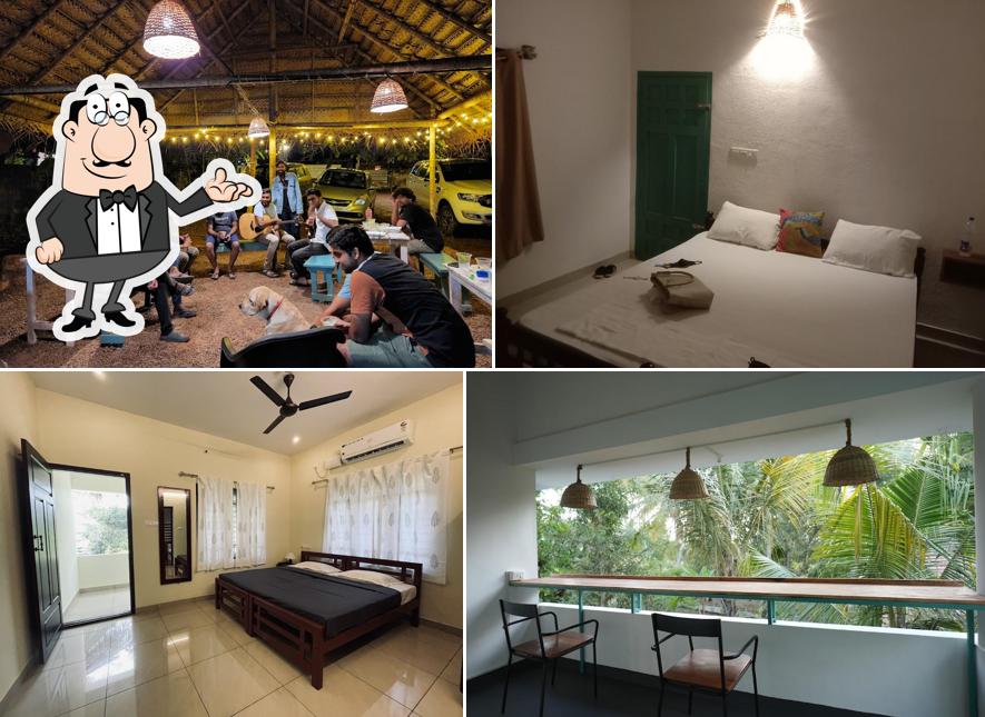 This is the image depicting interior and food at Cliff & Coral Hostel, Varkala, Odayam Beach