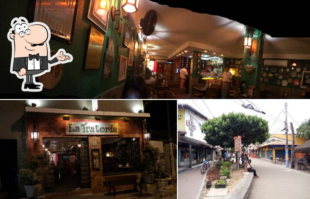 A interior e exterior do restaurante