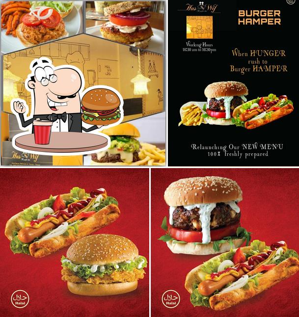 Try out a burger at Hus & Wif Burger Hamper Thrissur