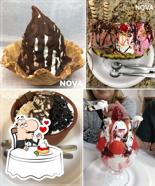 Sorveteria Nova provê uma seleção de sobremesas