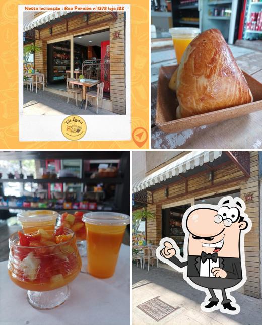 A interior e comida do restaurante