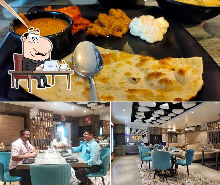 The restaurant's interior and food