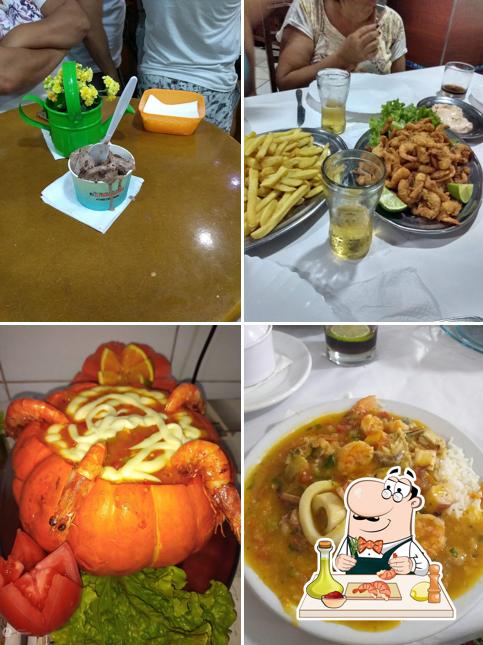 Camarão e grãos em Restaurante e Pizzaria Marlin Azul