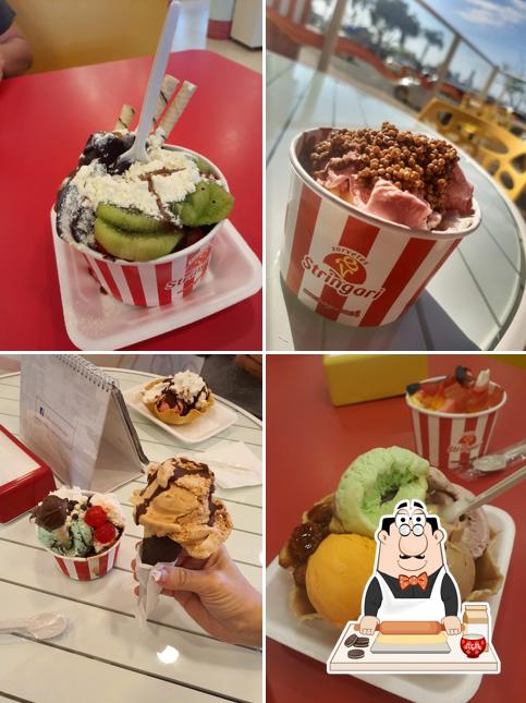 Sorvetes Stringari Beira Rio serve uma variedade de pratos doces