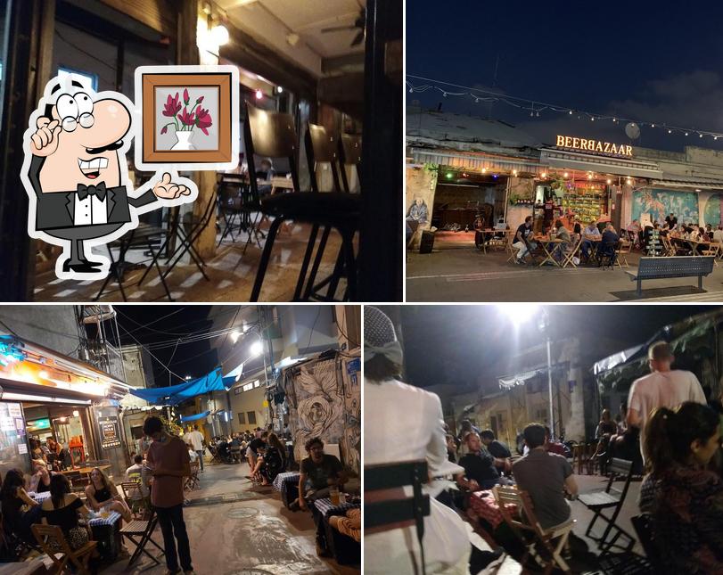 Installez-vous à l'une des tables de Beer Bazaar