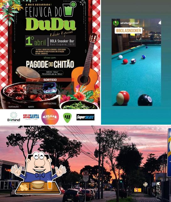 A ilustração da comida e exterior no Bodega Snooker Bar