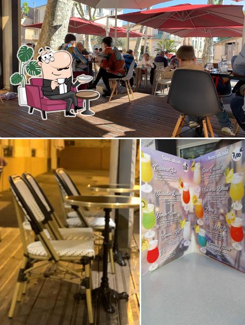 La intérieur et boisson du restaurant