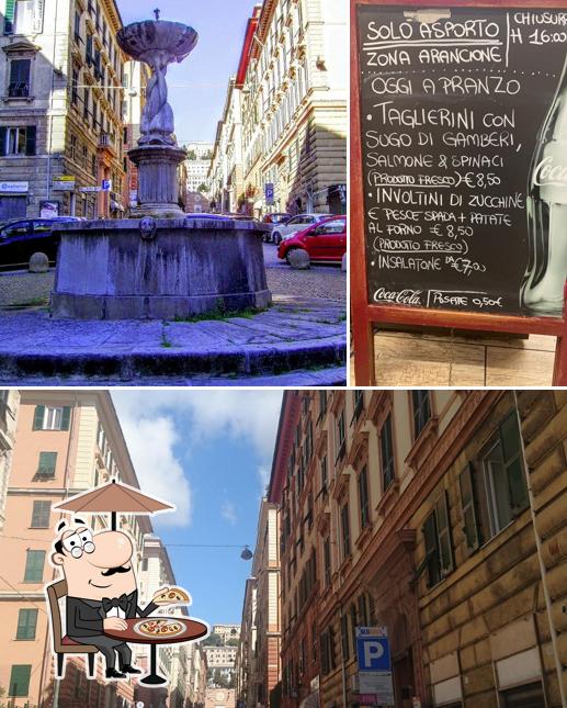 La esterno e lavagna del ristorante