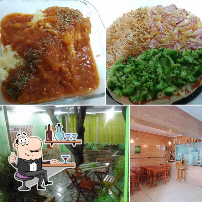 Esta é a ilustração apresentando interior e comida no RUCULAS PIZZARIA