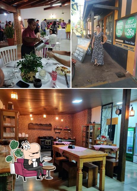 A interior e exterior do restaurante