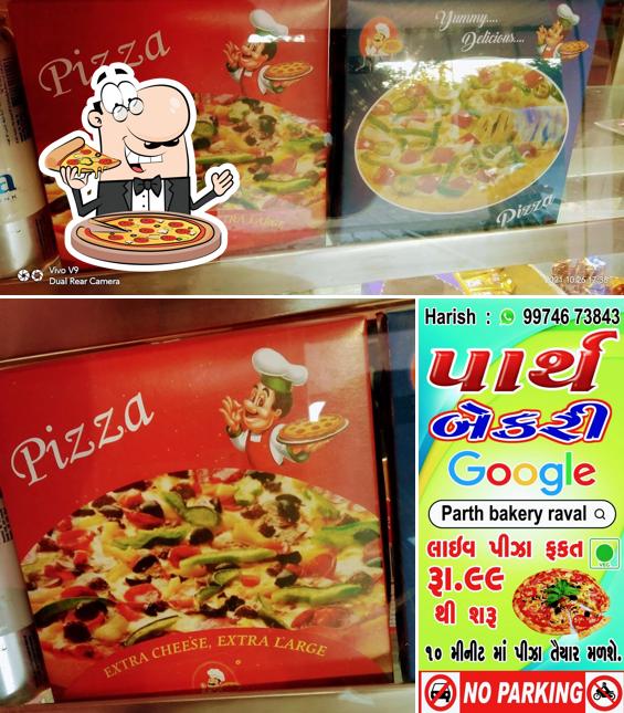 Get pizza at Parth bakery raval