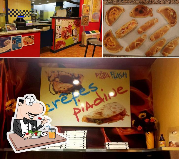 Dai un’occhiata alla foto che mostra la cibo e interni di Pizza Flash