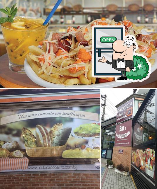 Entre diversos coisas, exterior e comida podem ser encontrados no Padoca do bairro