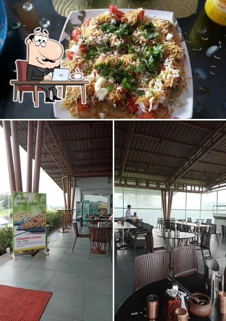 The restaurant's interior and food