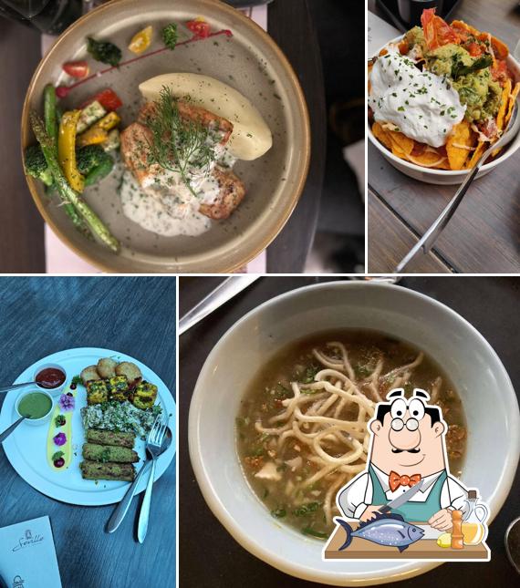 Grilled salmon at Seville - Bar & Lounge