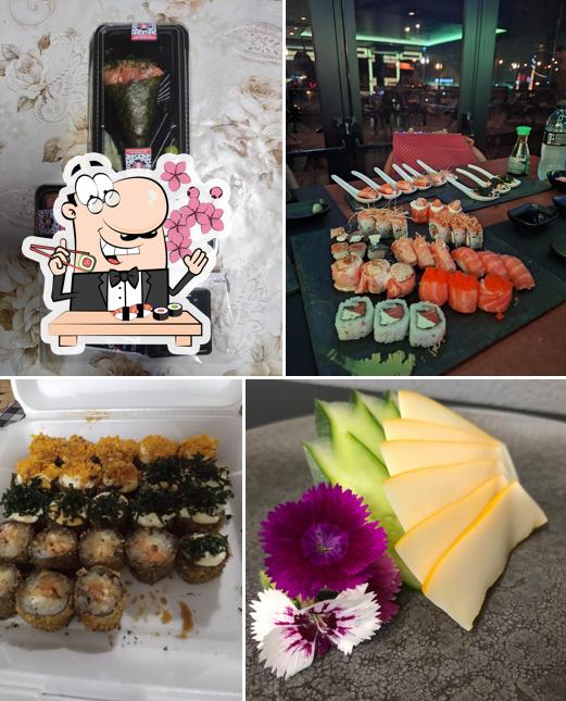 Rolos de sushi são oferecidos por Okai Sushi