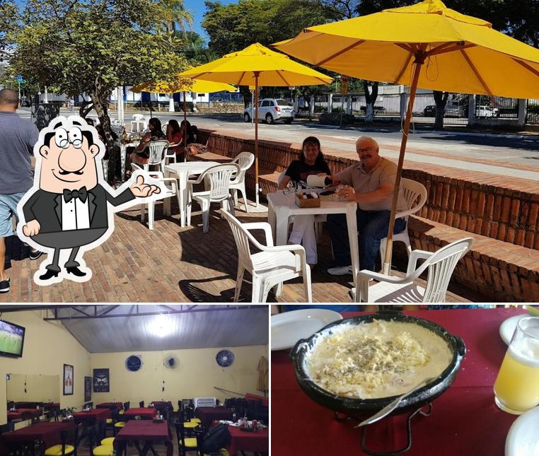 Dê uma olhada a imagem mostrando interior e comida a Peixe e Cia