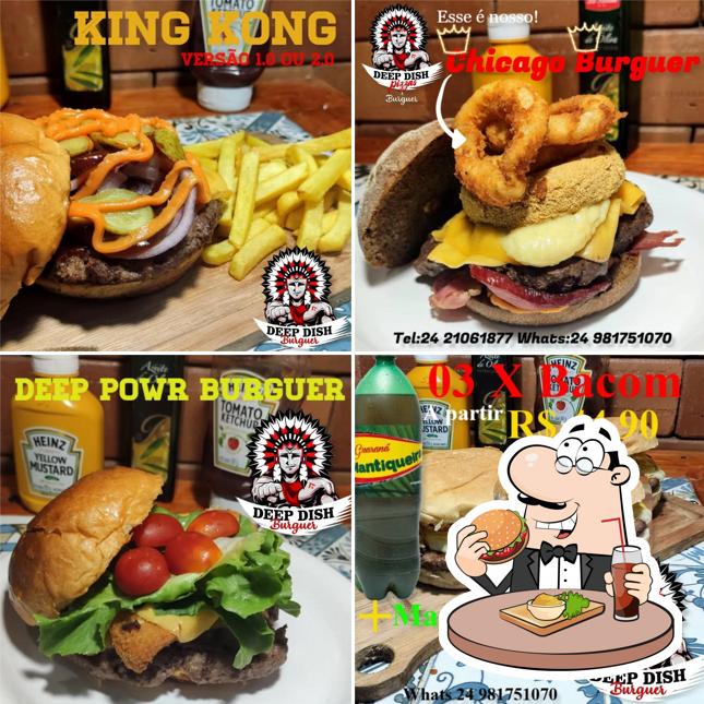Hambúrguer em Deep Dish Pizzas e Burguer