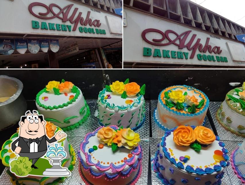 Among various things one can find exterior and cake at Alpha Bakery Cool Bar