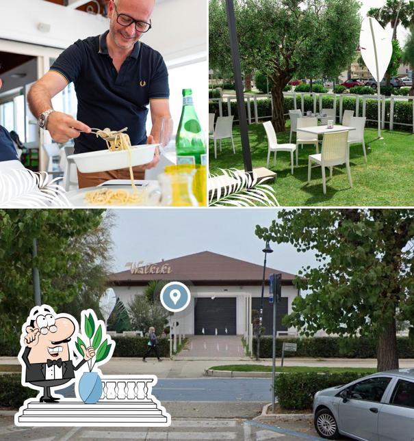Dai un’occhiata alla immagine che presenta la esterno e cibo di Ristorante Pizzeria Walkiki Beach