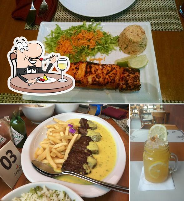 Esta é a ilustração mostrando comida e bebida a Jangada