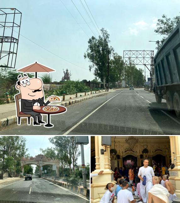 The photo of mathura up mahavar vashy bhaban vrandavan’s exterior and food