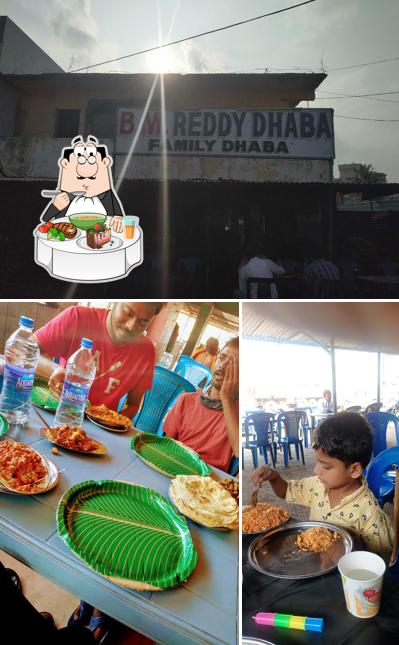 B.M. Reddy dhaba is distinguished by dining table and exterior