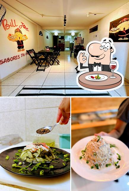 A comida e interior do restaurante