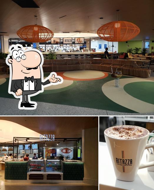 A interior e comida do restaurante