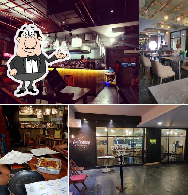 Take a seat at one of the tables at Double Roti