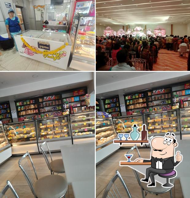 The restaurant's interior and food