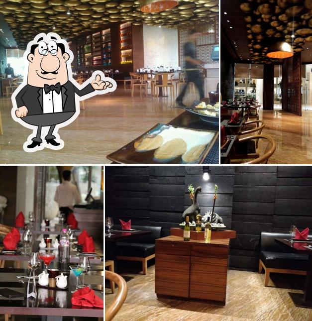 Take a seat at one of the tables at Rice