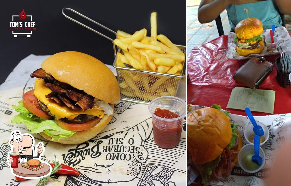 Delicie-se com um hambúrguer no TOM`S CHEF STREET FOOD