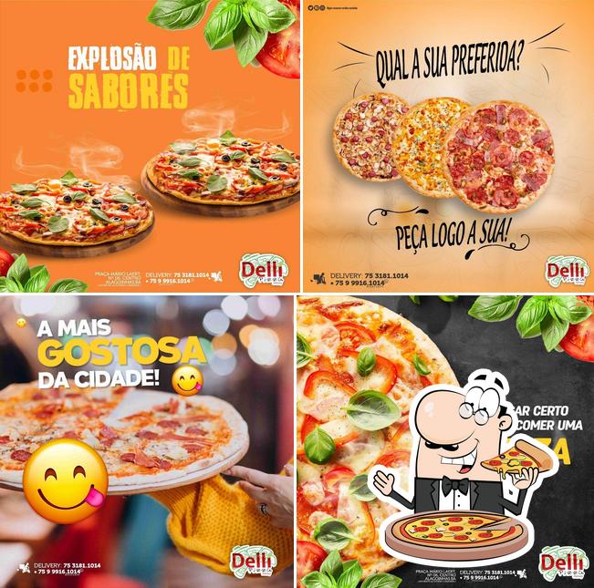 Escolha pizza no Deli Pizza