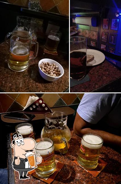 You can get a glass of light or dark beer