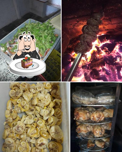 Bolo de chocolate em Bar e Assado de Carnes do Dias