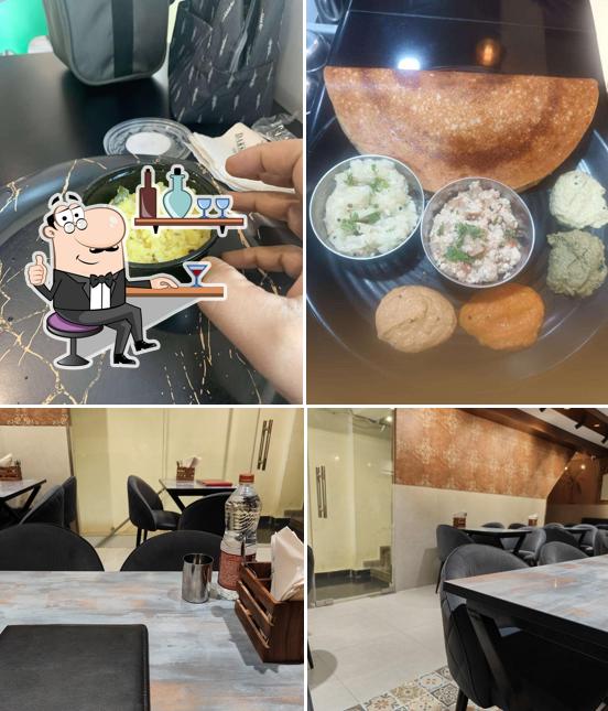 The image of interior and food at The Dakshiini Cafe Noida sector 18