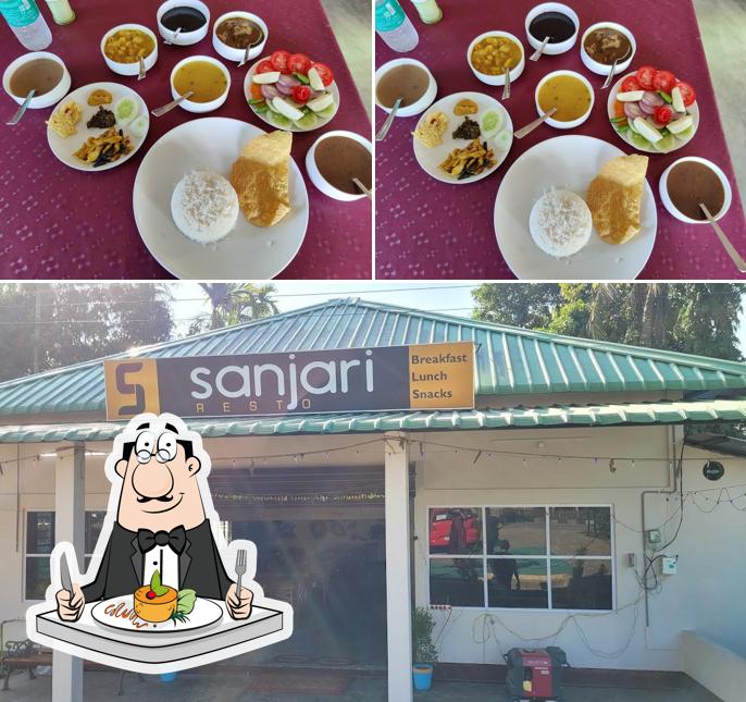 The picture of food and exterior at Sanjari Resto