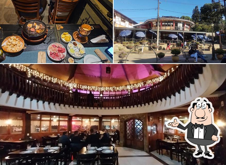 Esta é a ilustração apresentando interior e comida no Café Pinhão