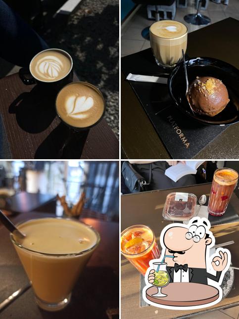 Parmi les diverses choses de la boire et la nourriture, une personne peut trouver sur Platform 7