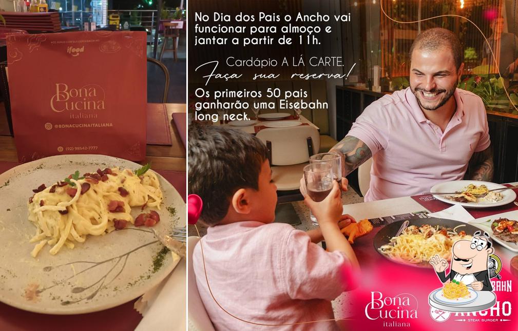 Espaguete carbonara em Ancho Steak Burger & Bona Cucina Italiana