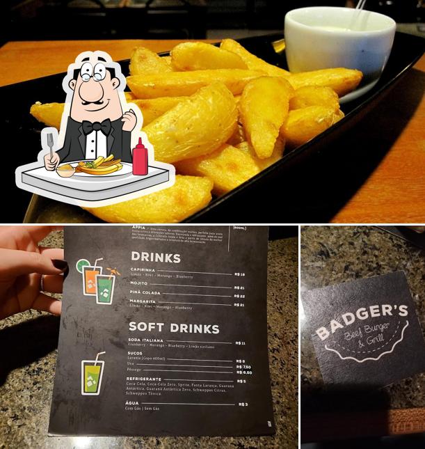 Prove batatas fritas no Badger's Beef Burger & Grill