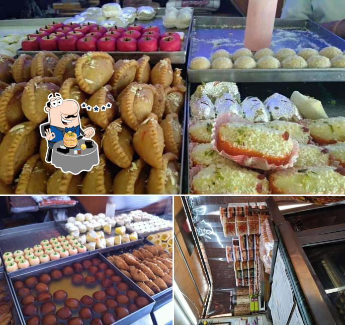 This is the picture depicting food and interior at Netram Moolchand & Sons