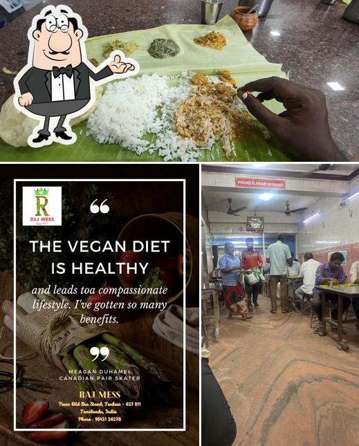 Take a seat at one of the tables at Raj Mess