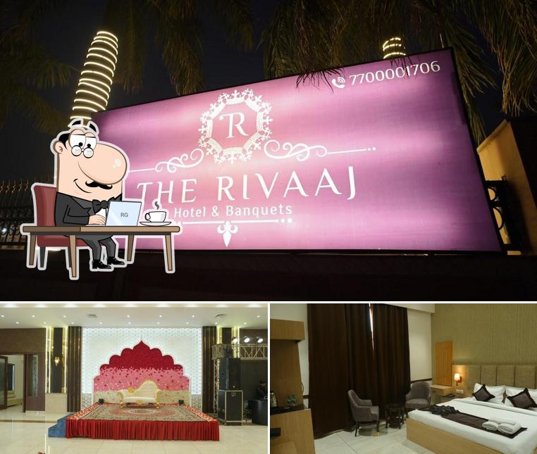 Take a seat at one of the tables at The Rivaaj Hotel and Banquets Rohtak