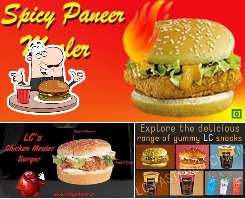 Order one of the burgers offered by L.C. Restaurant