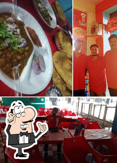 The restaurant's interior and food