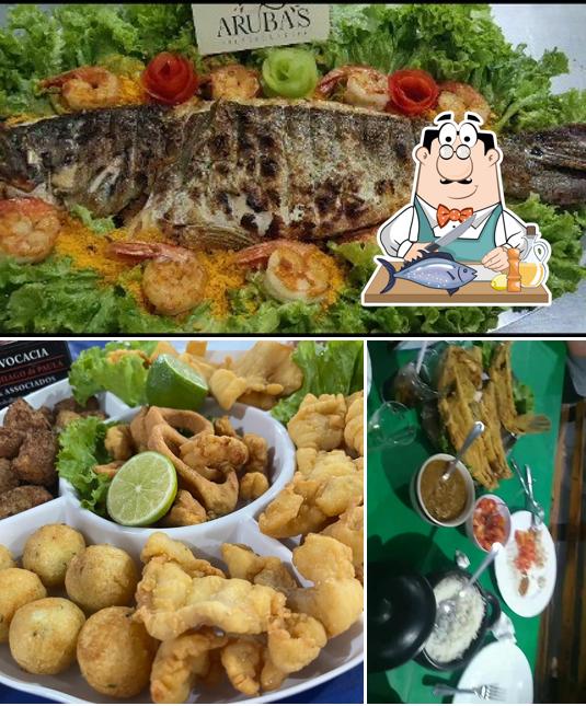 Salmão grelhado em Arubas Restaurante