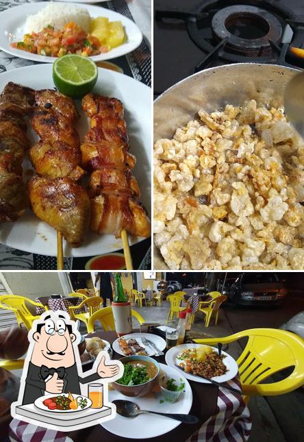 Esta é a ilustração apresentando comida e interior no Bar Brasil